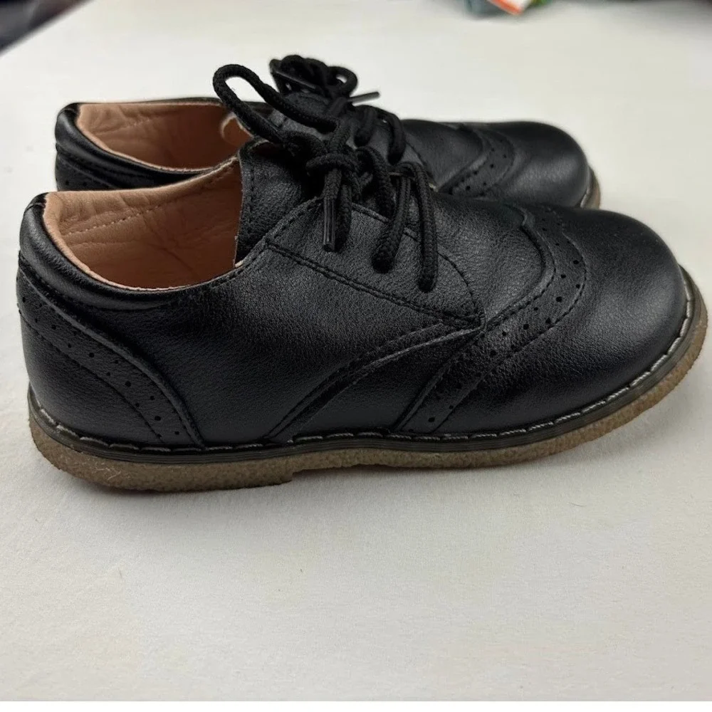 MG‎ Baby Toddler Sz 11 Black Wingtip Oxford Dress Shoes Lace Up Boys Comfortable